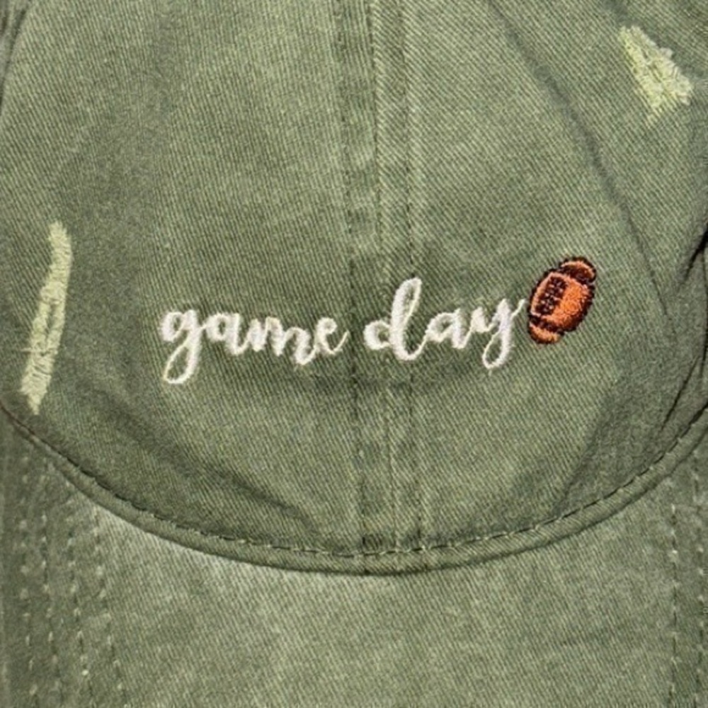 David Young Game Day Football Baseball Cap Hat vintage olive green NWOT unisex
